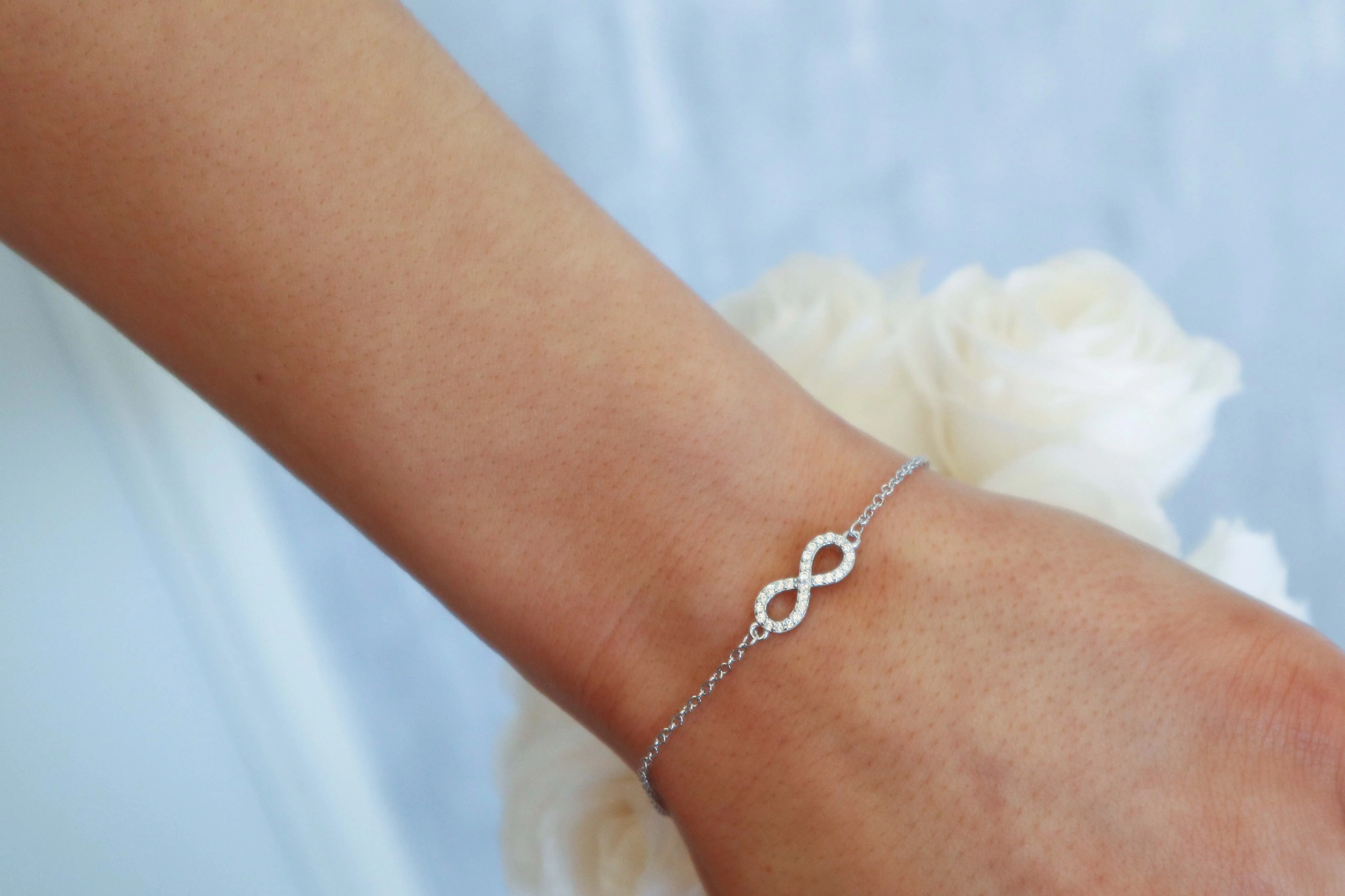 Sterling Silver Infinity with CZ Bracelet