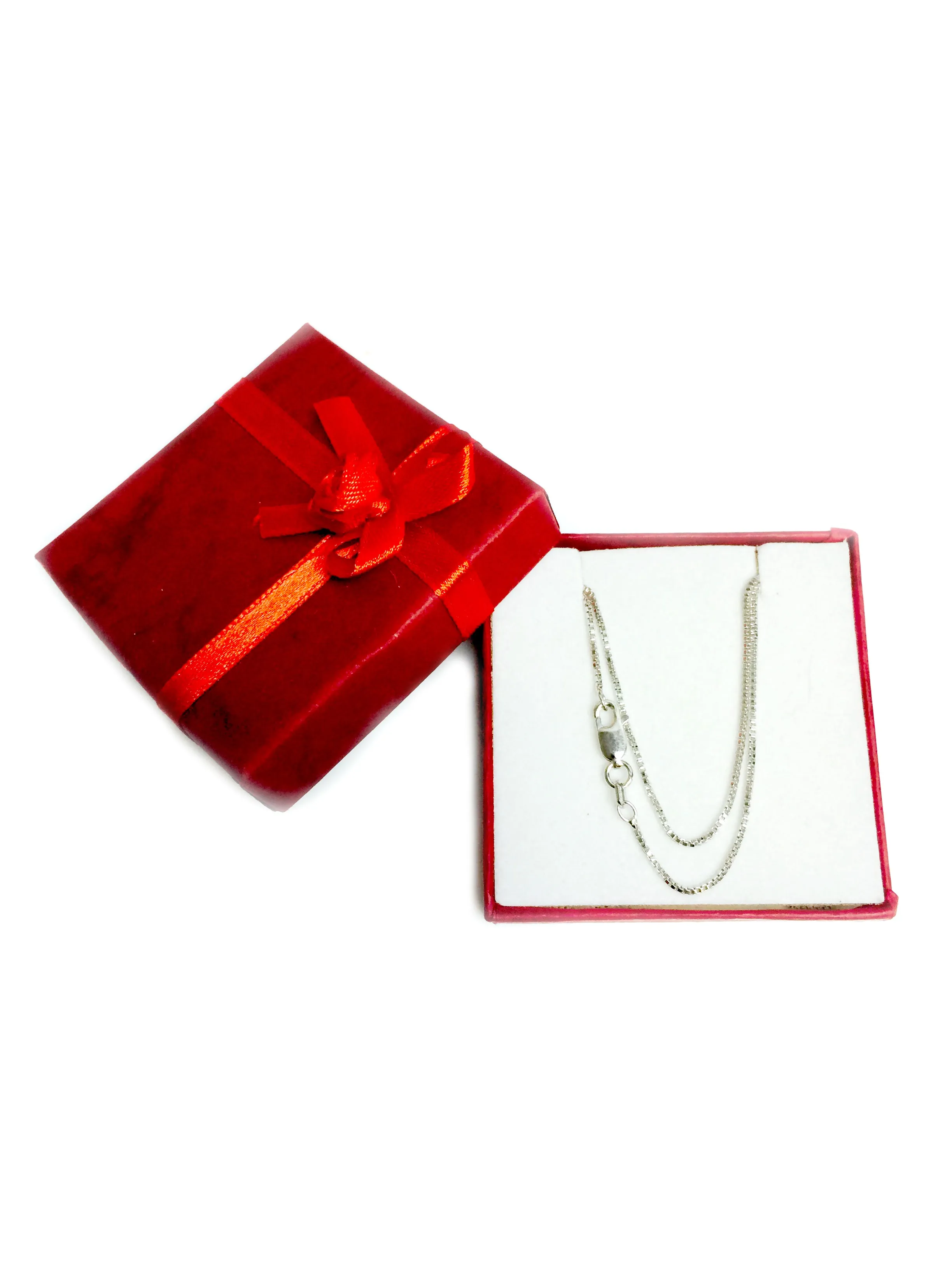 Sterling Silver Rhodium Plated Box Chain Necklace, 1.1mm