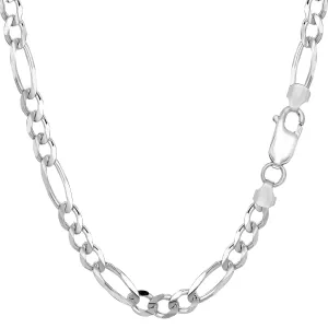 Sterling Silver Rhodium Plated Figaro Chain Necklace, 5.7mm