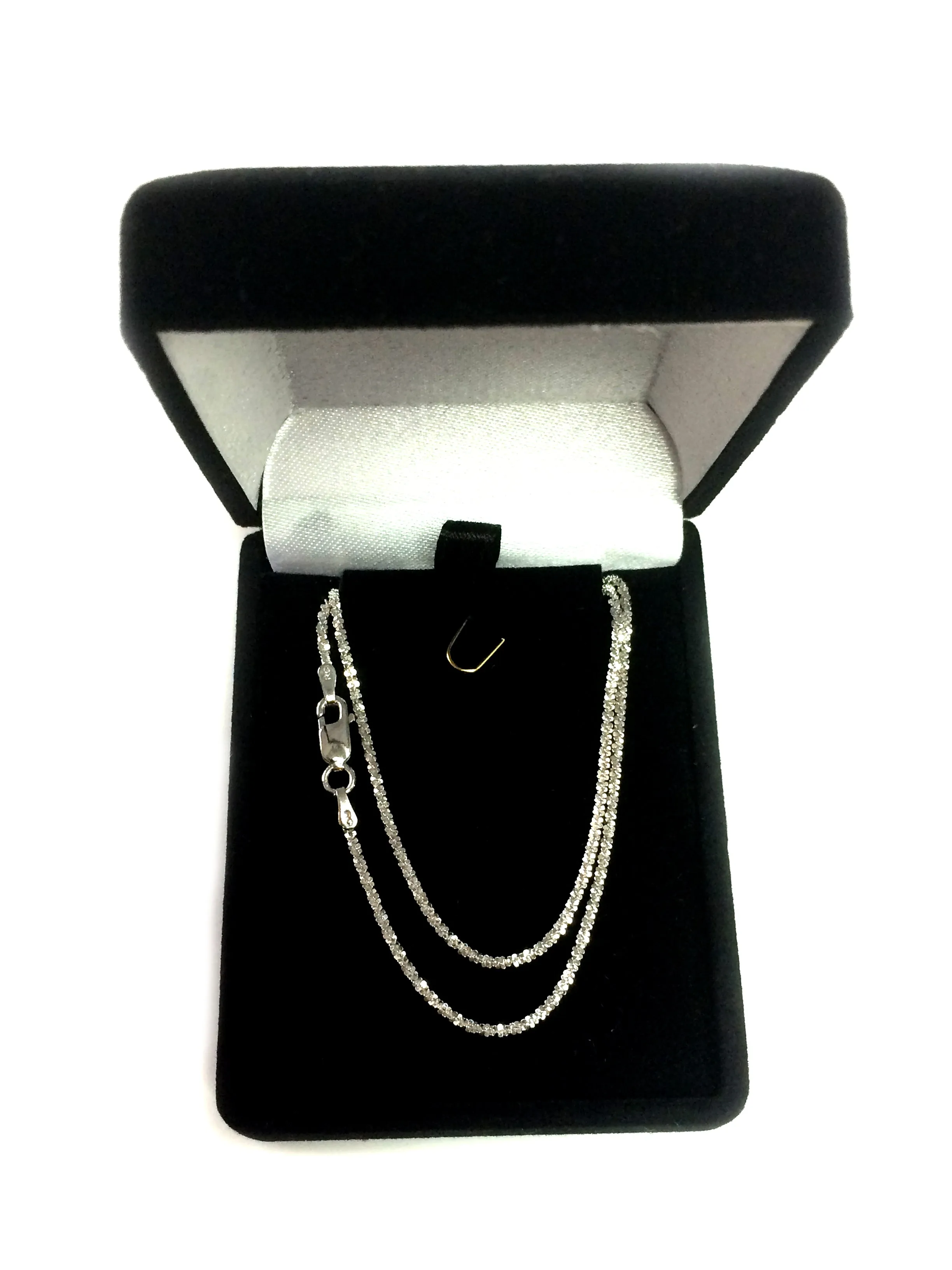 Sterling Silver Rhodium Plated Sparkle Chain Necklace, 1,5mm