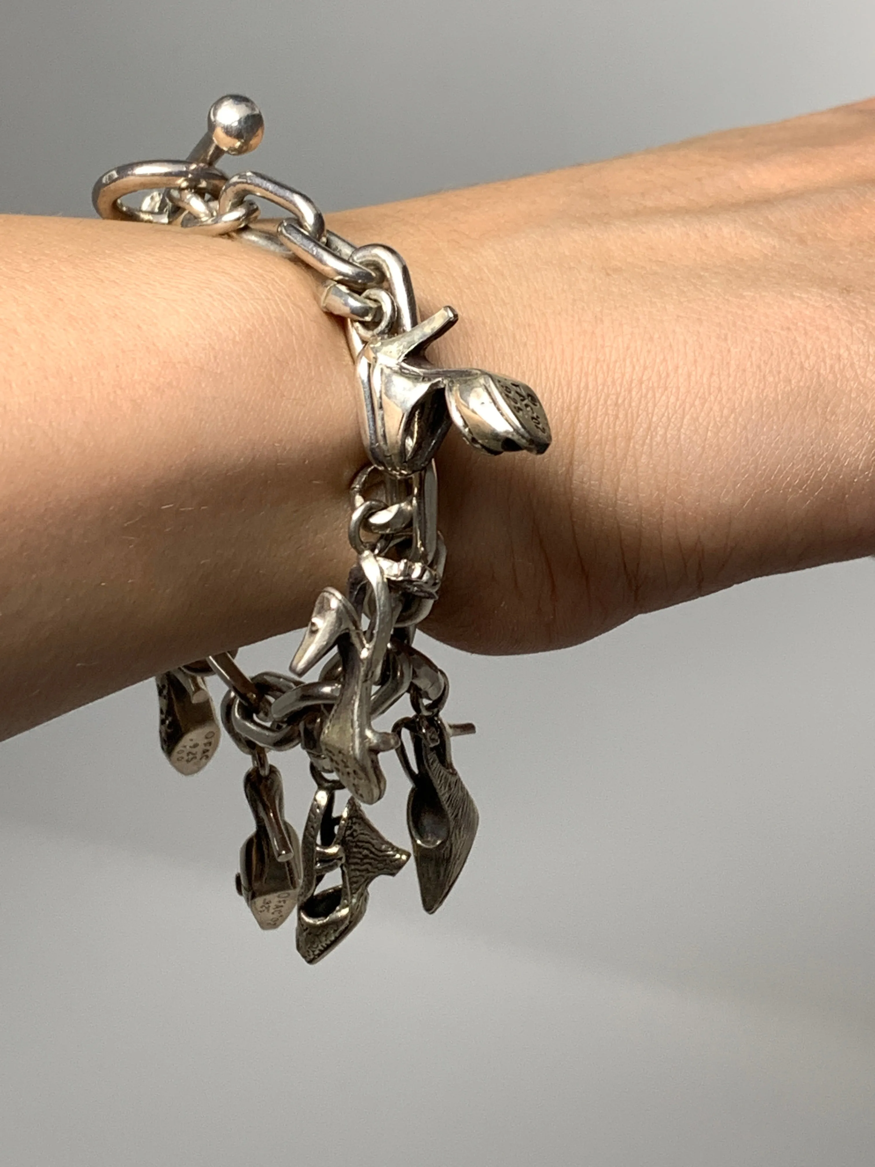 Sterling Silver Shoe Charm Bracelet!