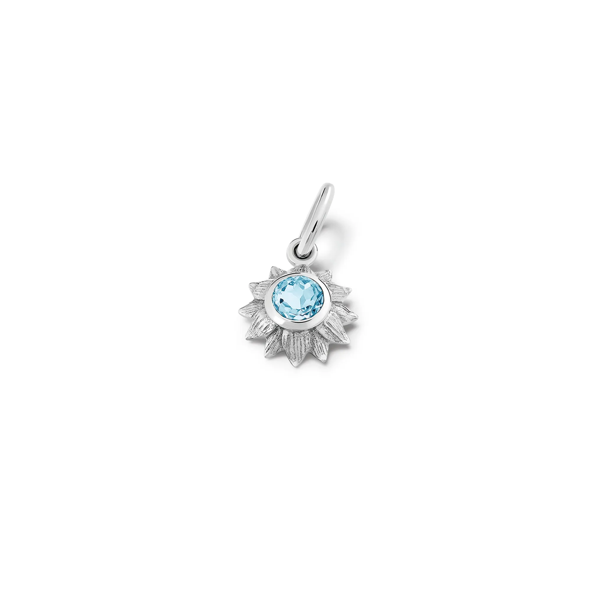 Sunflower Necklace Pendant Silver - Blue Topaz