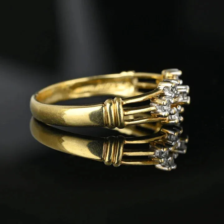 Three Band Estate Vintage Engagement 14k Gold Vermeil Rings