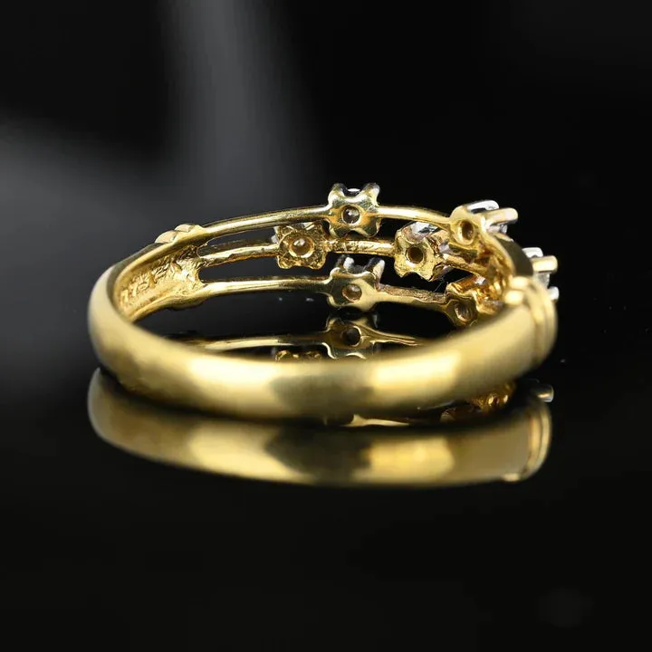 Three Band Estate Vintage Engagement 14k Gold Vermeil Rings