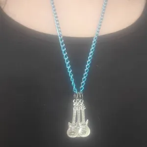 Triple Threat Guitar Pendant Chain Necklace