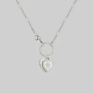 VALENTINA. Multi Heart Charm Clasp Necklace - Silver