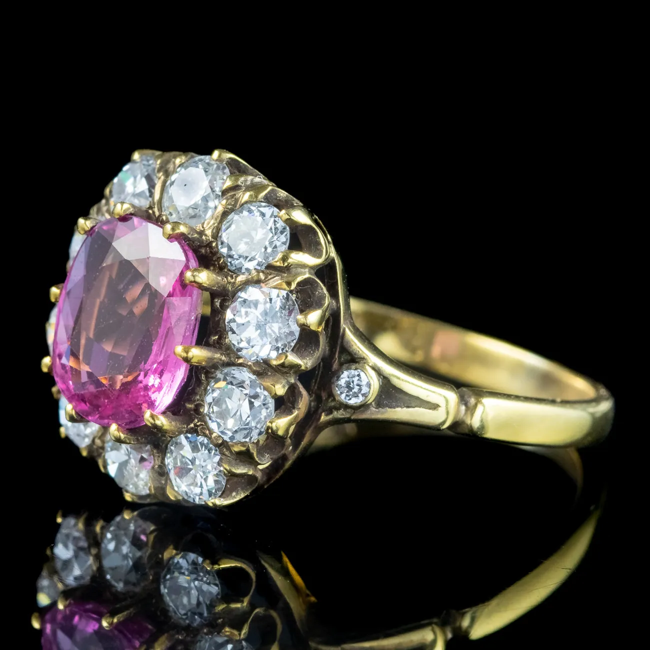 Victorian Style Pink Sapphire Diamond Cluster Ring 2.5ct Sapphire