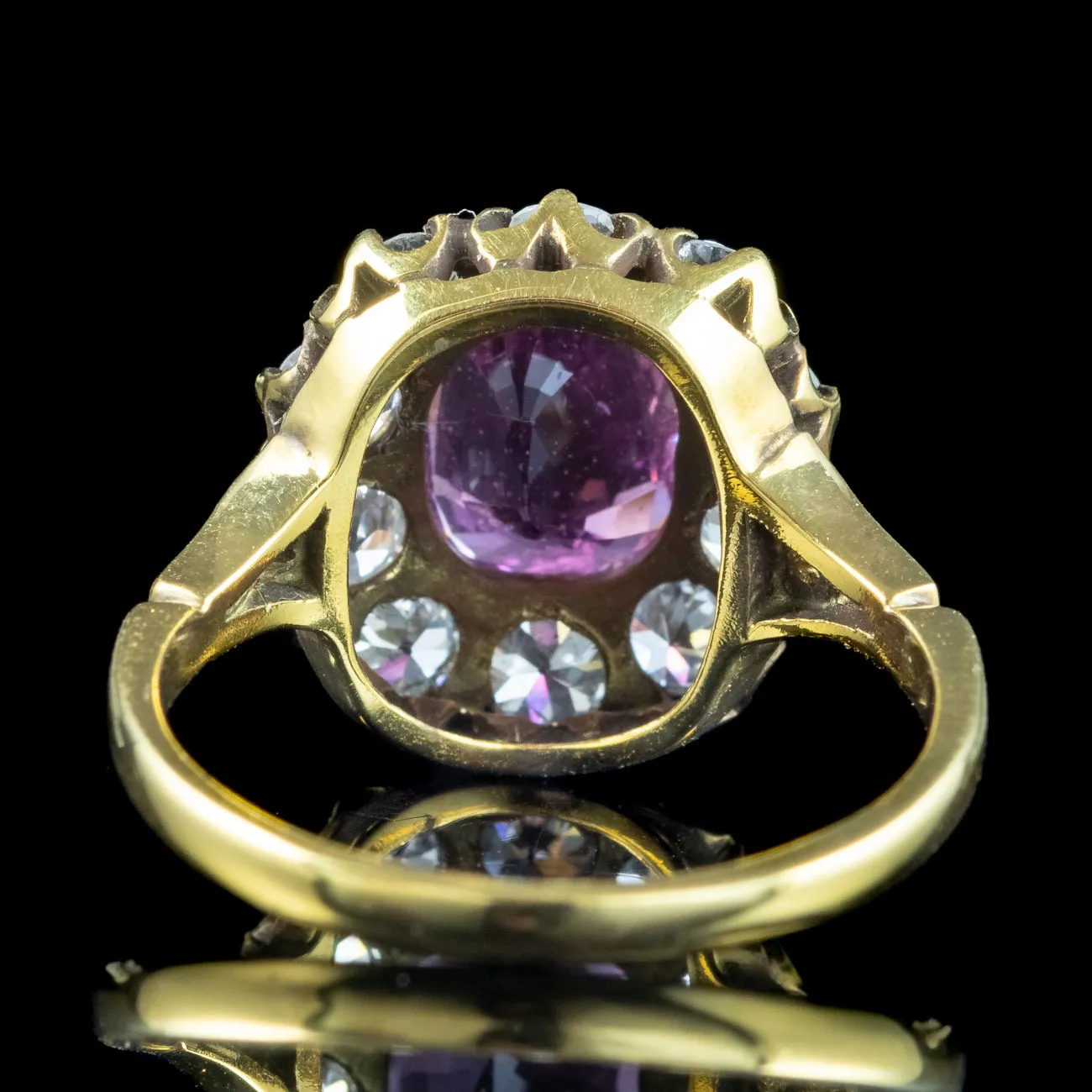 Victorian Style Pink Sapphire Diamond Cluster Ring 2.5ct Sapphire