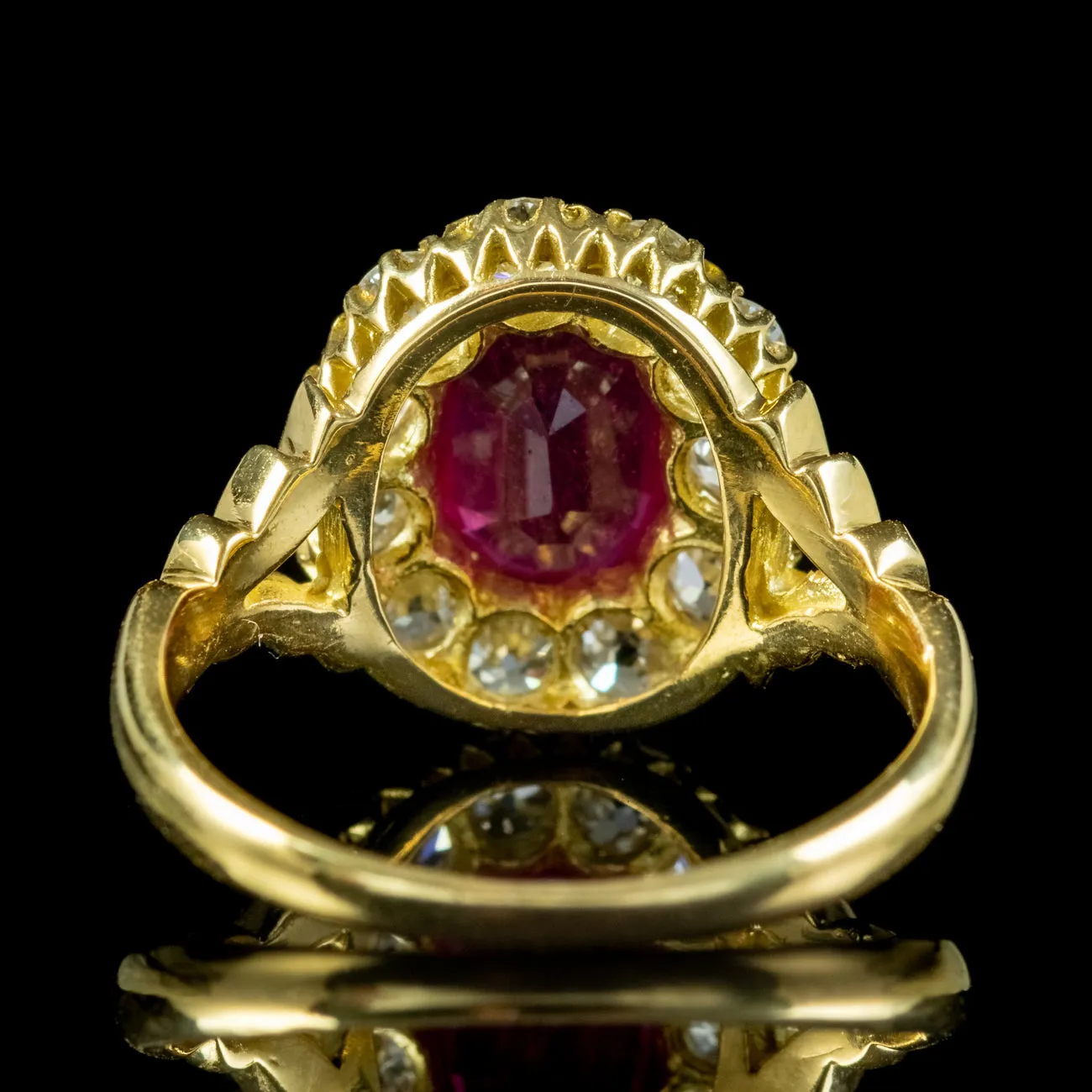 Victorian Style Ruby Diamond Cluster Ring 2ct Ruby