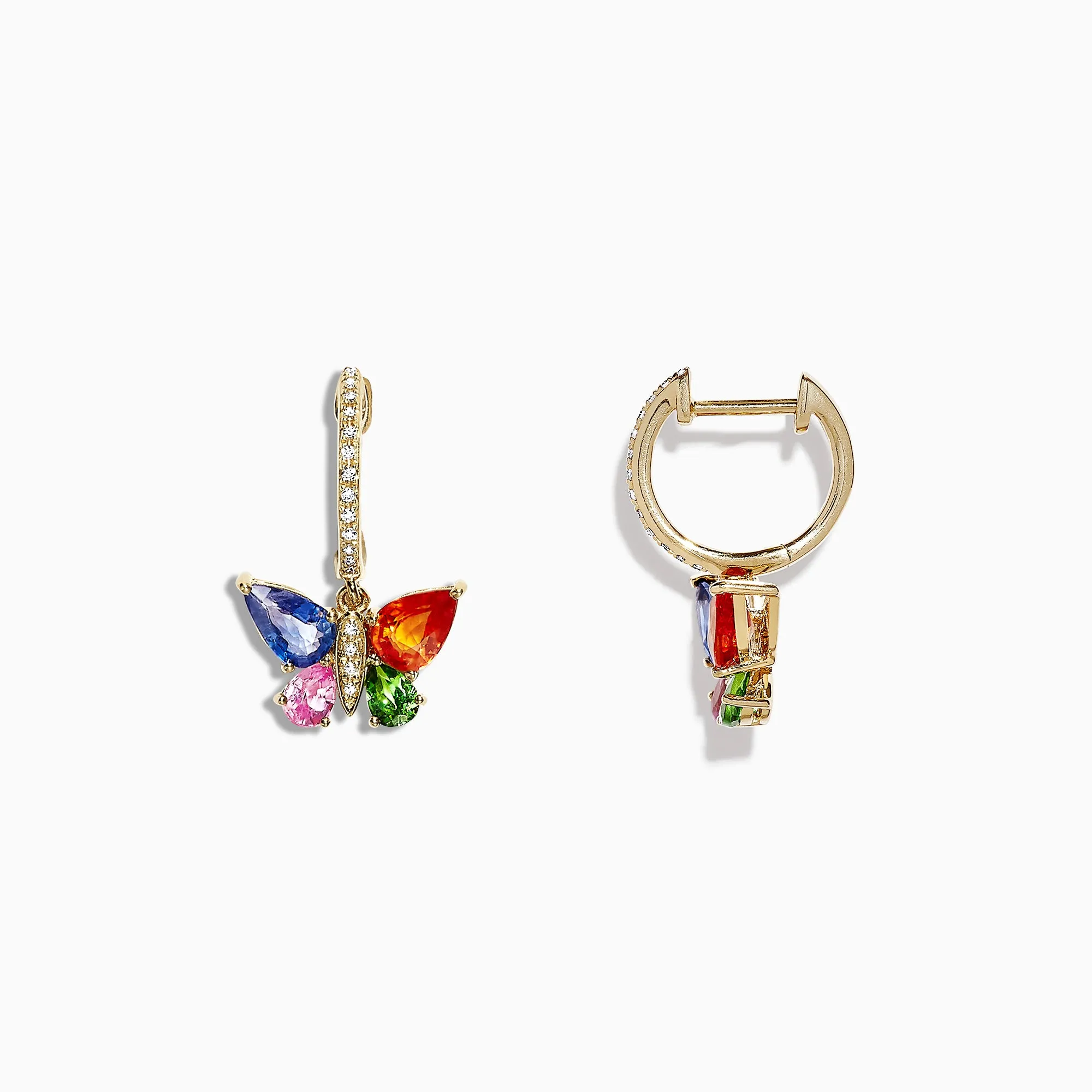 Watercolors 14K Gold Sapphire & Diamond Butterfly Earrings, 2.97 TCW