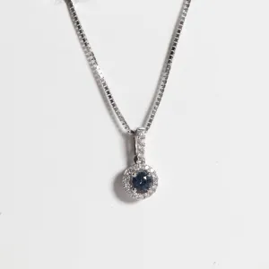 Yogo Sapphire Halo Necklace