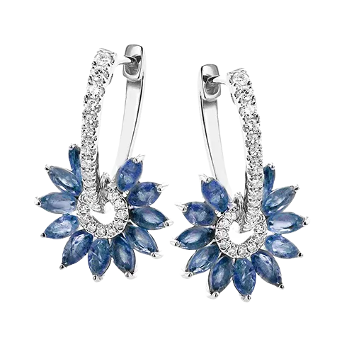 Zeghani Sapphire & Diamond Burst Hoops